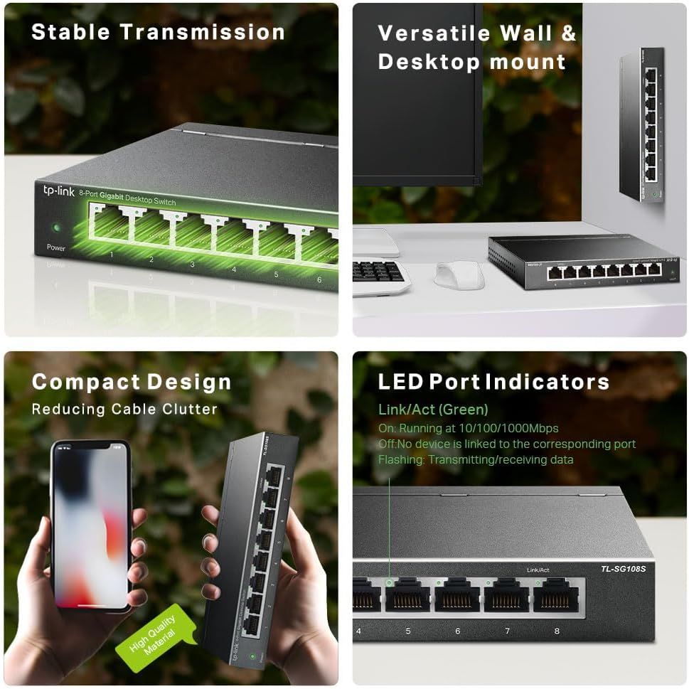 Buy TP-LINK,TP-Link TL-SG108S 8-Port Gigabit Network Switch – Plug & Play Ethernet Switch, Power Saving, Metal Case, QoS, IGMP Snooping, Desktop/Wall Mount - Gadcet UK | UK | London | Scotland | Wales| Near Me | Cheap | Pay In 3 | Unmanaged Network Switch